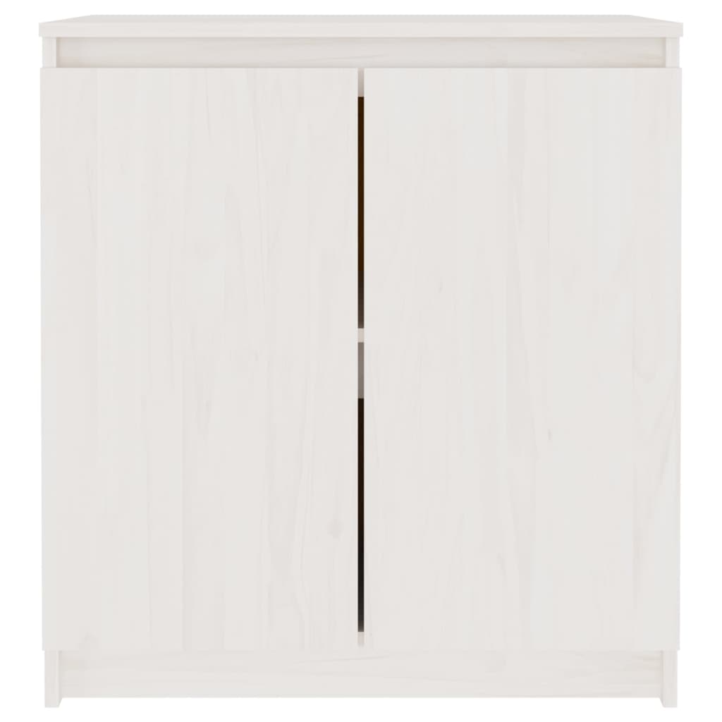 NNEVL Side Cabinet White 60x36x65 cm Solid Wood Pine-4