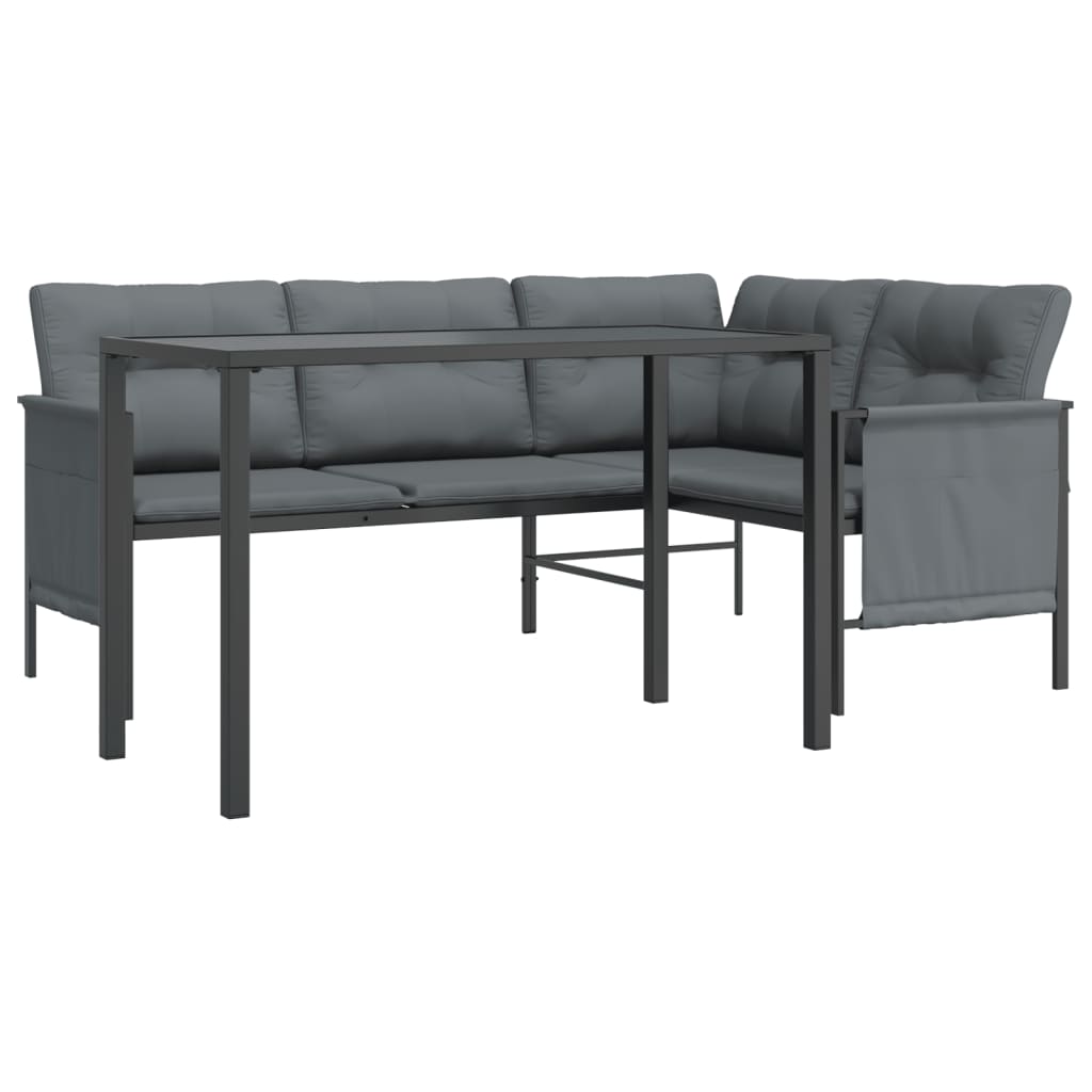NNEVL 2 Piece Garden Dining Set Anthracite Steel
