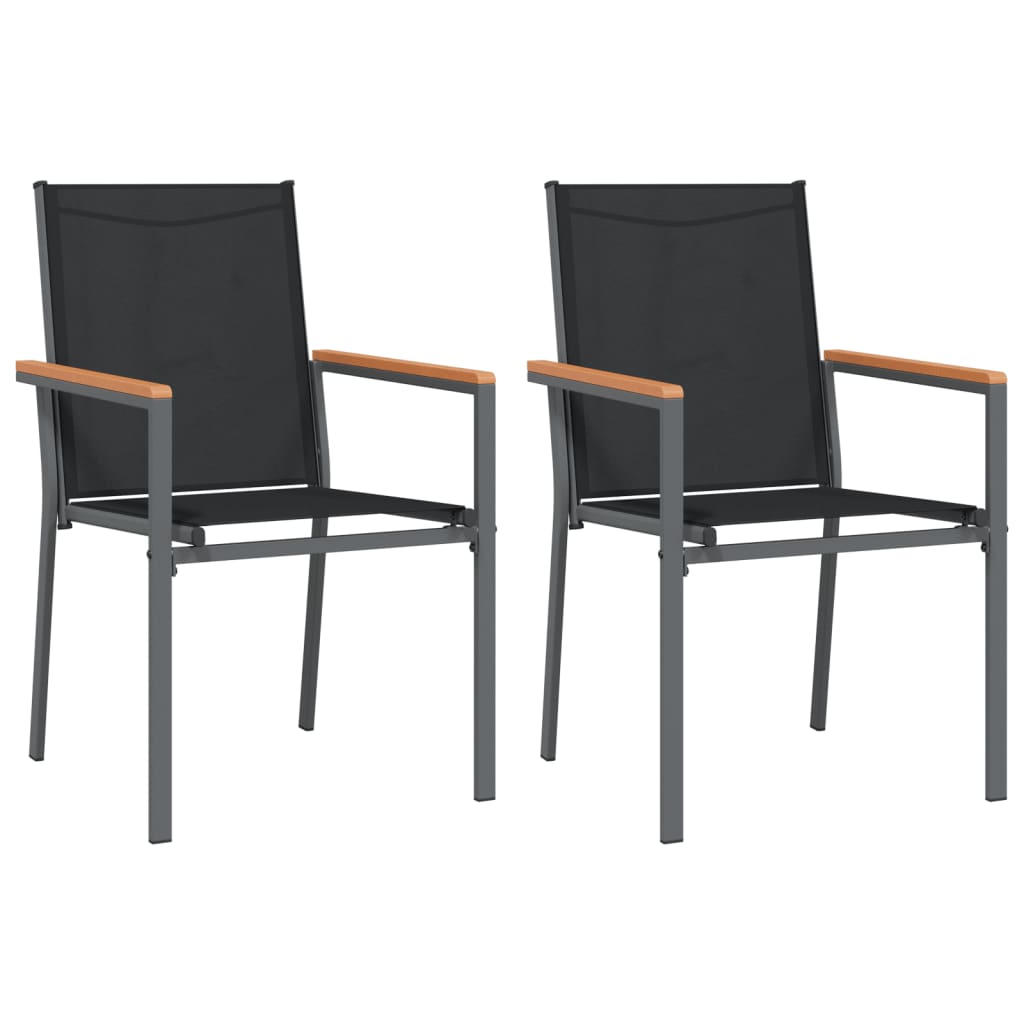 NNEVL 3 Piece Garden Dining Set Black Textilene and Steel-3