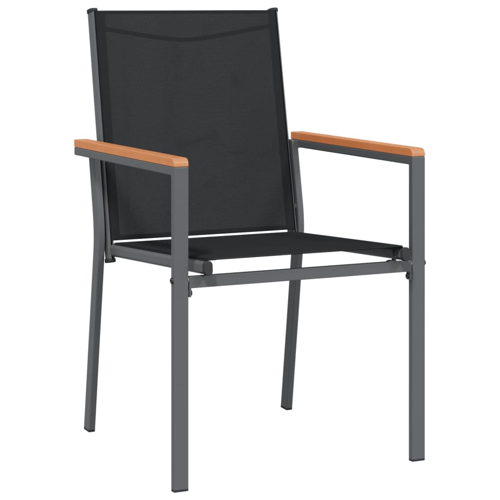 NNEVL 3 Piece Garden Dining Set Black Textilene and Steel-4