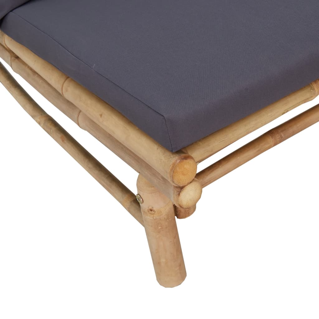 NNEVL Garden Chairs 2 pcs with Dark Grey Cushions Bamboo-4