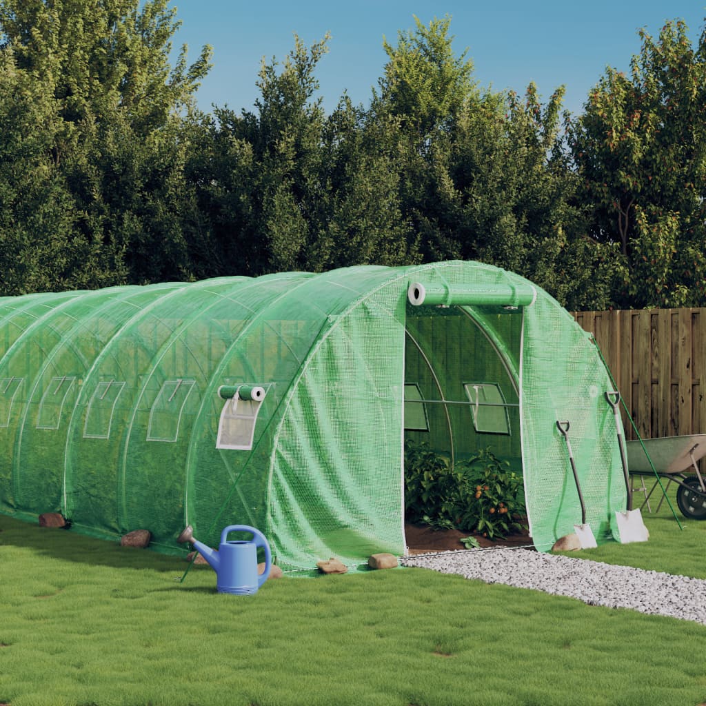 NNEVL Greenhouse with Steel Frame Green 24 m² 8x3x2 m-0