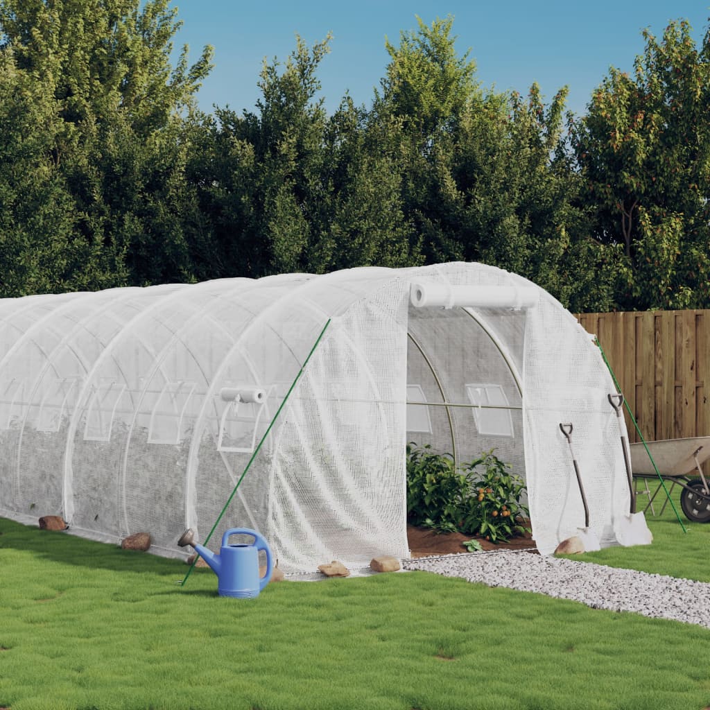NNEVL Greenhouse with Steel Frame White 18 m² 6x3x2 m-0