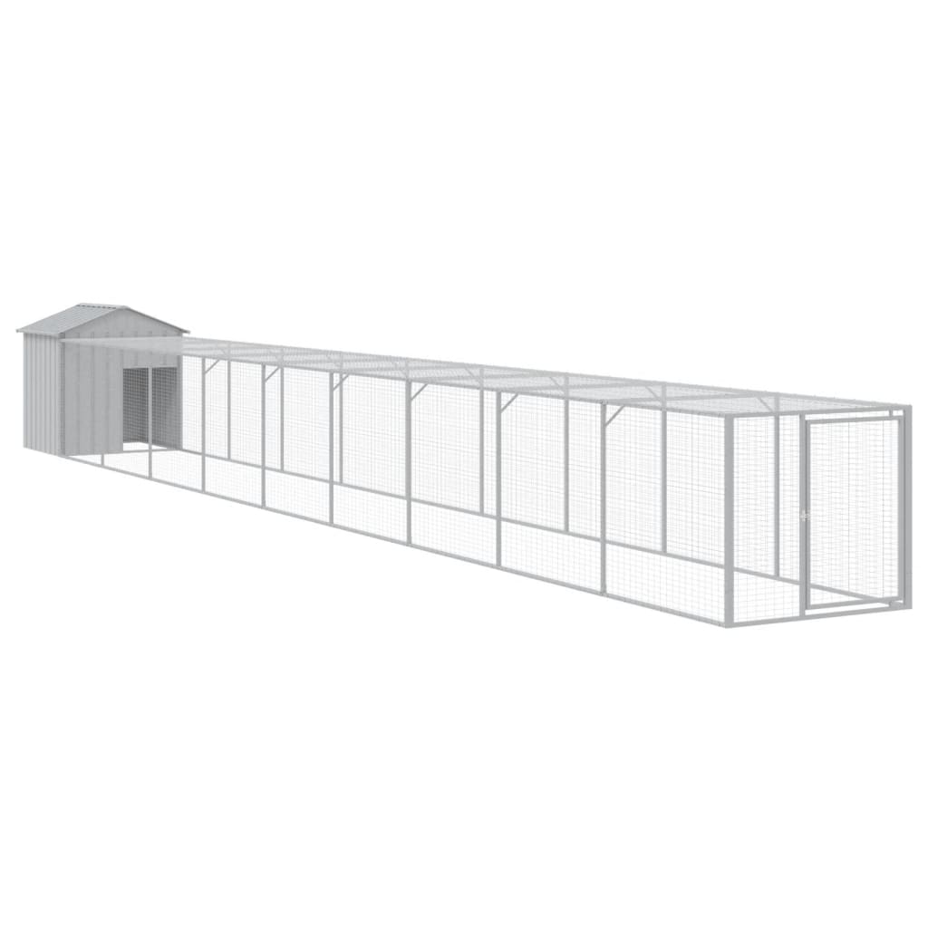 NNEVL Chicken Cage with Run Light Grey 117x1017x123 cm Galvanised Steel-1