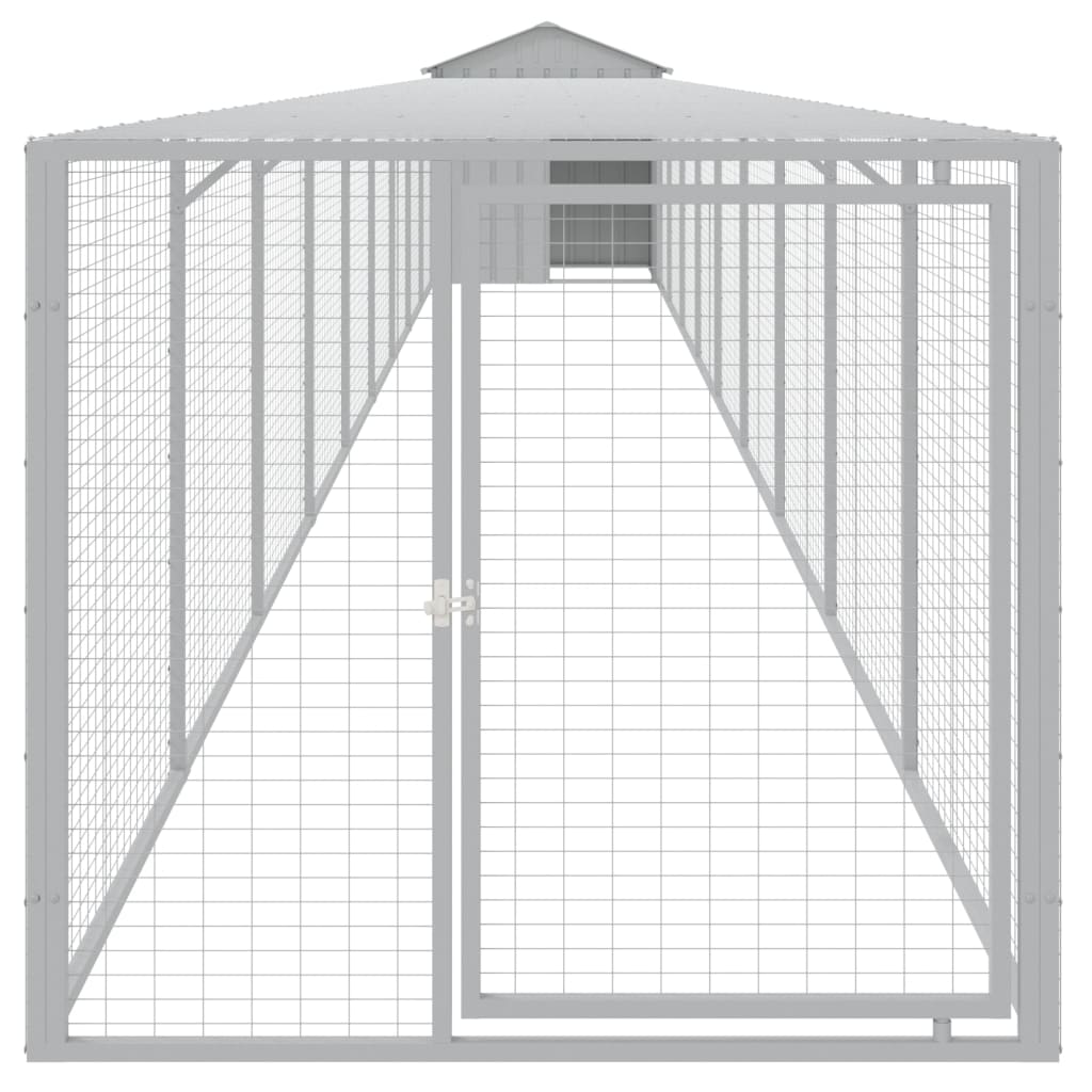 NNEVL Chicken Cage with Run Light Grey 117x1017x123 cm Galvanised Steel-2