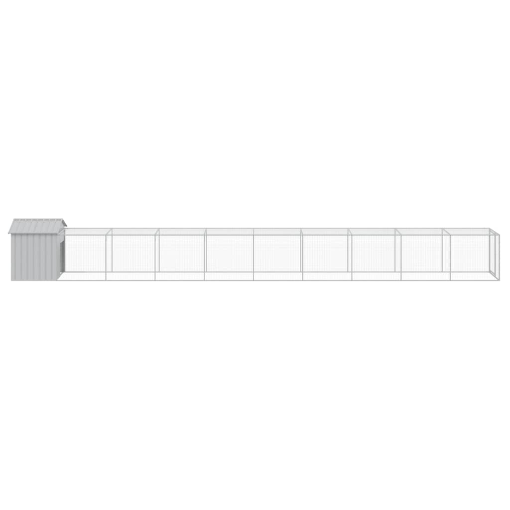 NNEVL Chicken Cage with Run Light Grey 117x1017x123 cm Galvanised Steel-3