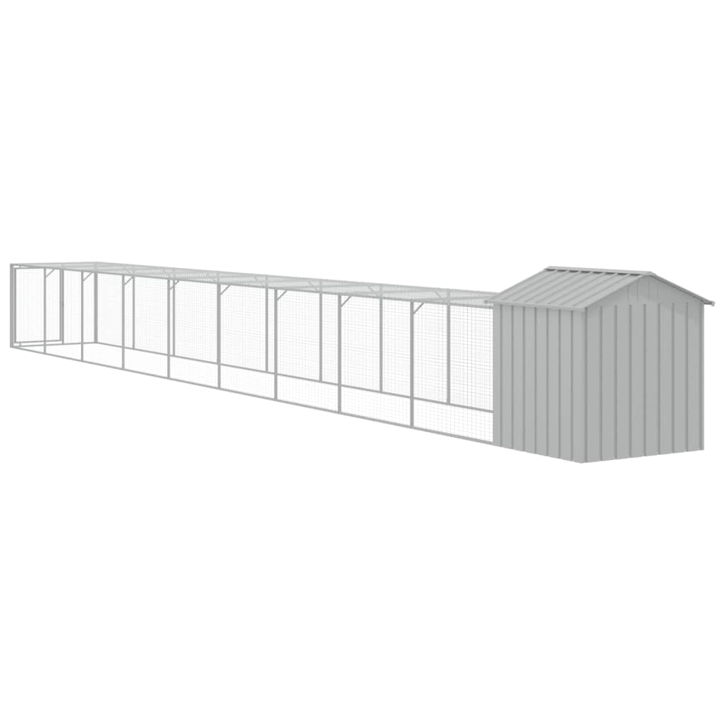 NNEVL Chicken Cage with Run Light Grey 117x1017x123 cm Galvanised Steel-4