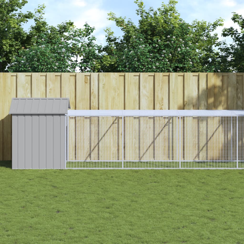 NNEVL Chicken Cage with Run Light Grey 117x1017x123 cm Galvanised Steel-0
