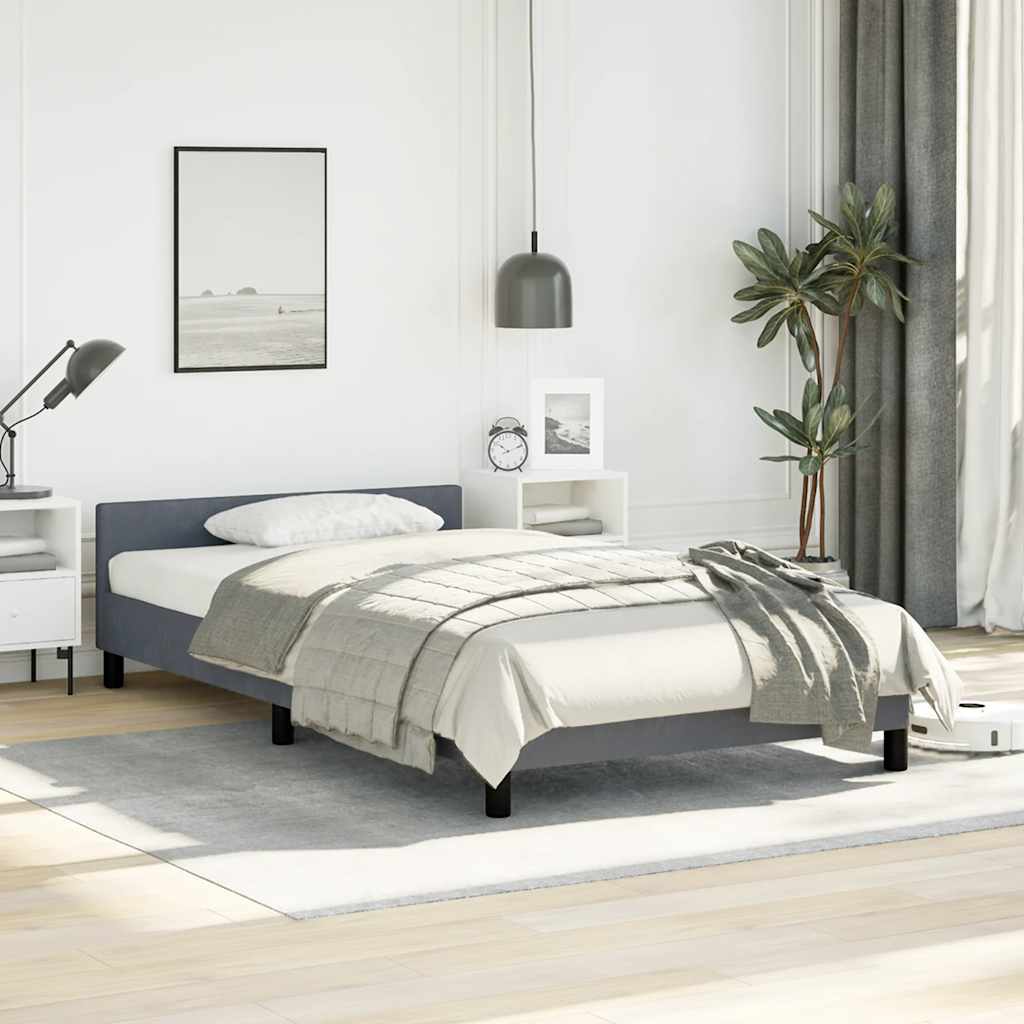 NNEVL Bed Frame without Mattress Dark Grey King Single Size Velvet-2