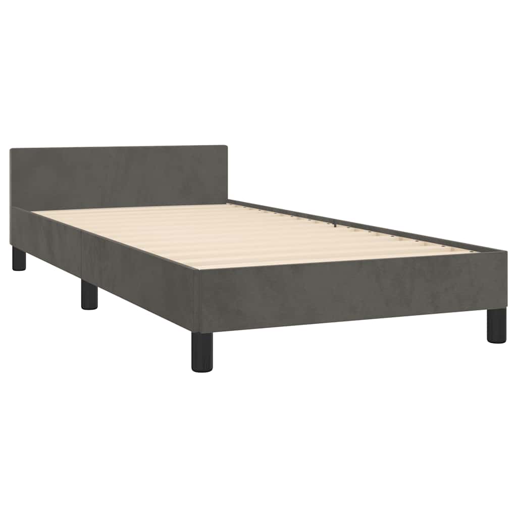 NNEVL Bed Frame without Mattress Dark Grey King Single Size Velvet-4