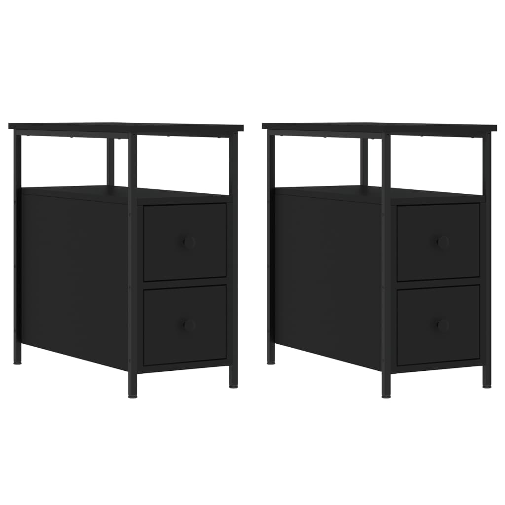 NNEVL Bedside Cabinets 2 pcs Black 30x60x60 cm Engineered Wood-1