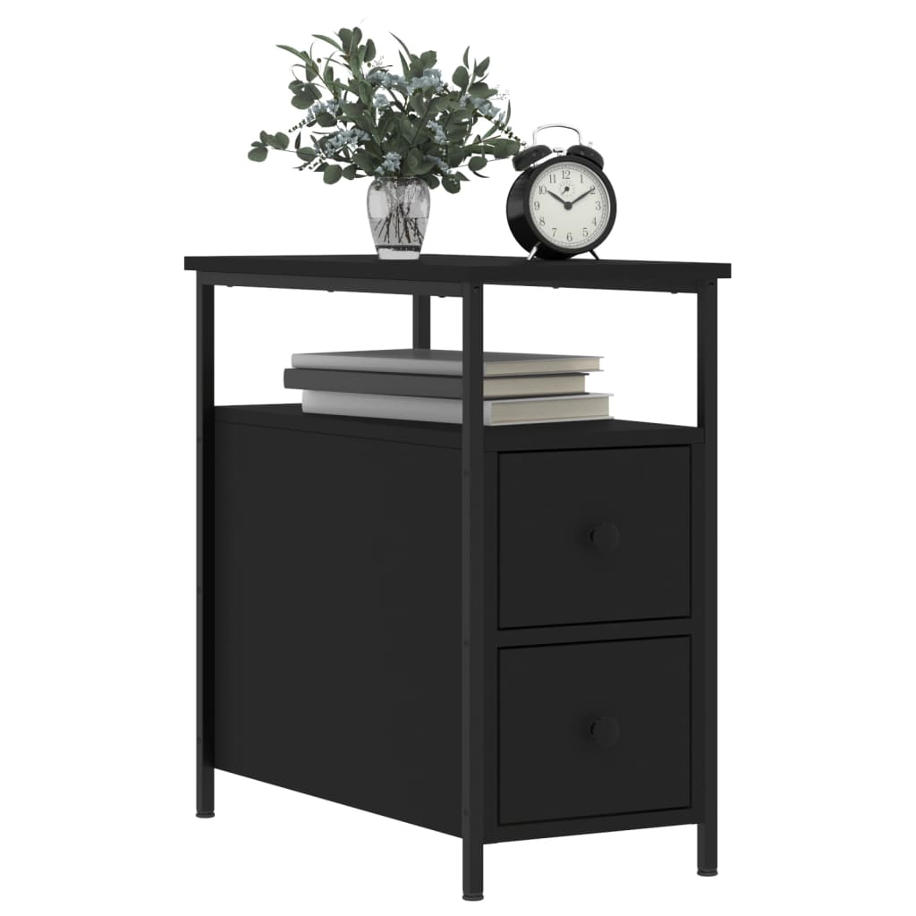 NNEVL Bedside Cabinets 2 pcs Black 30x60x60 cm Engineered Wood-2