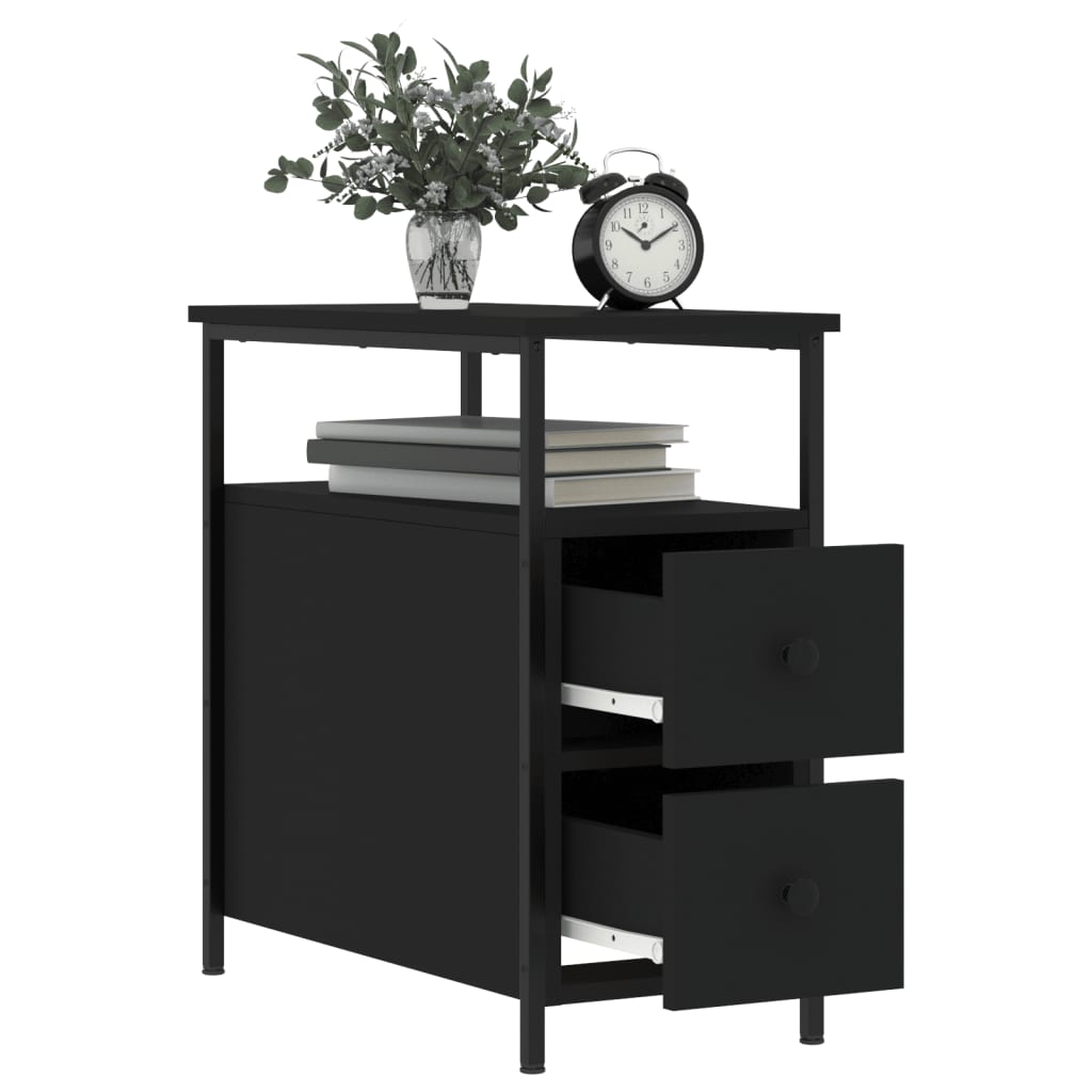 NNEVL Bedside Cabinets 2 pcs Black 30x60x60 cm Engineered Wood-3