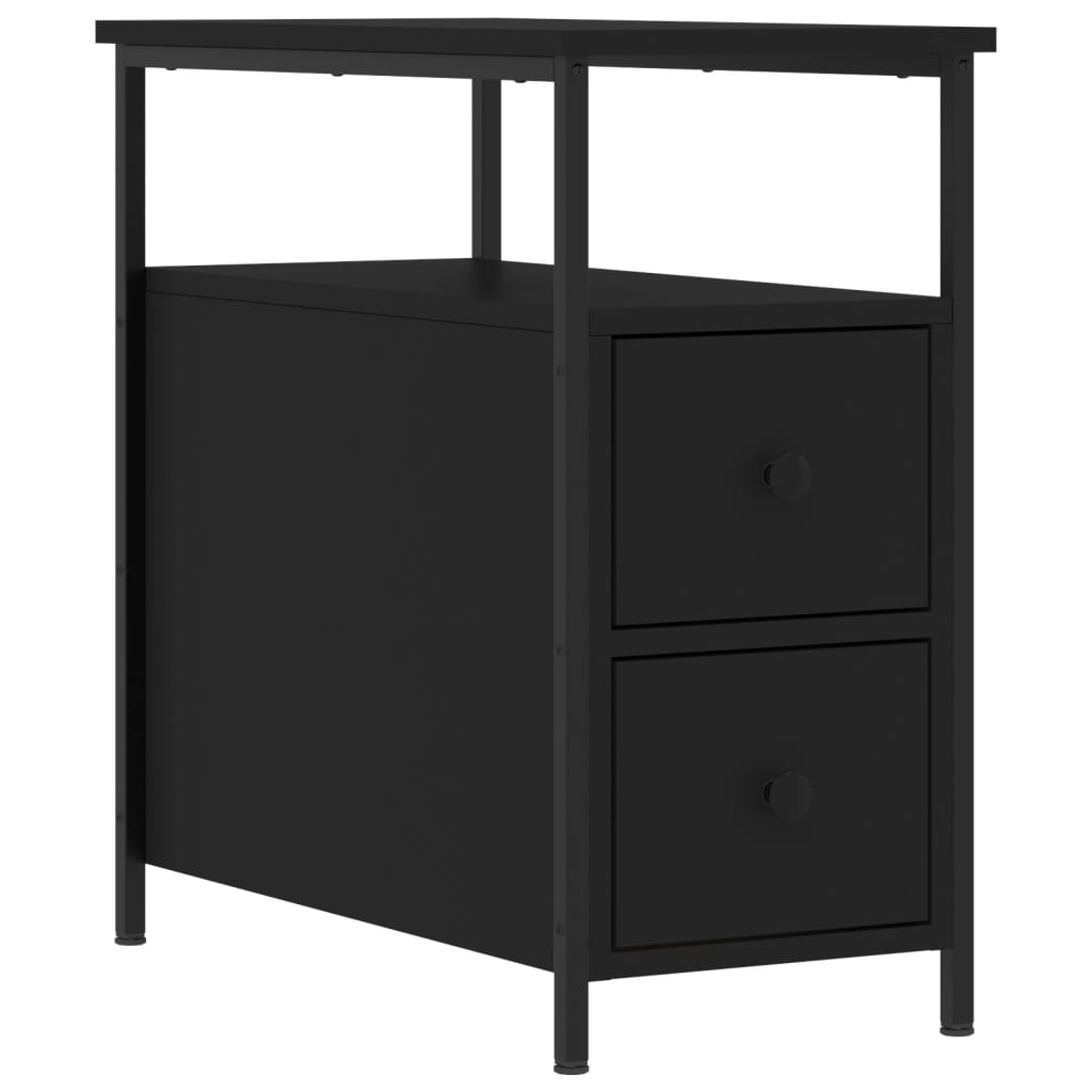 NNEVL Bedside Cabinets 2 pcs Black 30x60x60 cm Engineered Wood-4