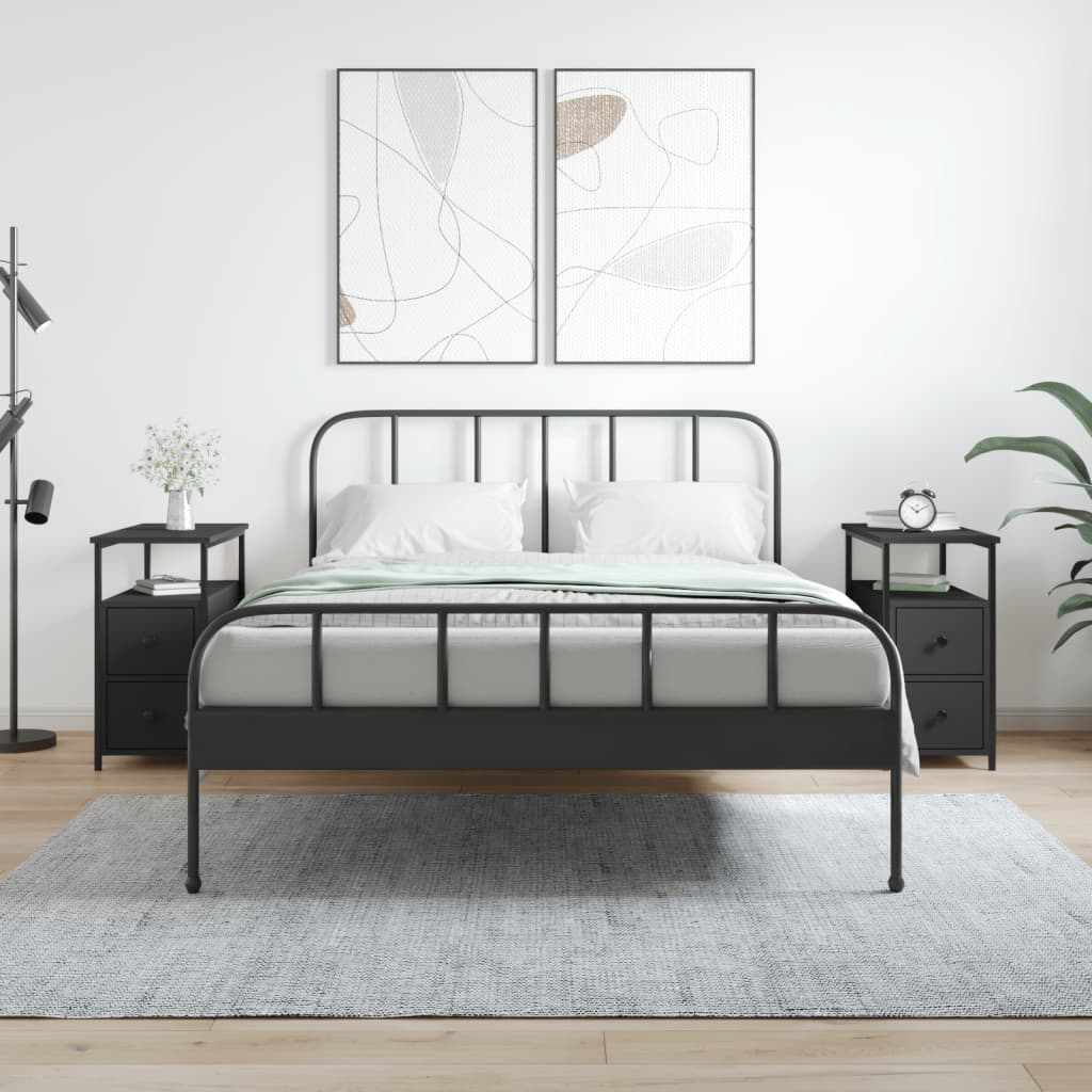 NNEVL Bedside Cabinets 2 pcs Black 30x60x60 cm Engineered Wood-0