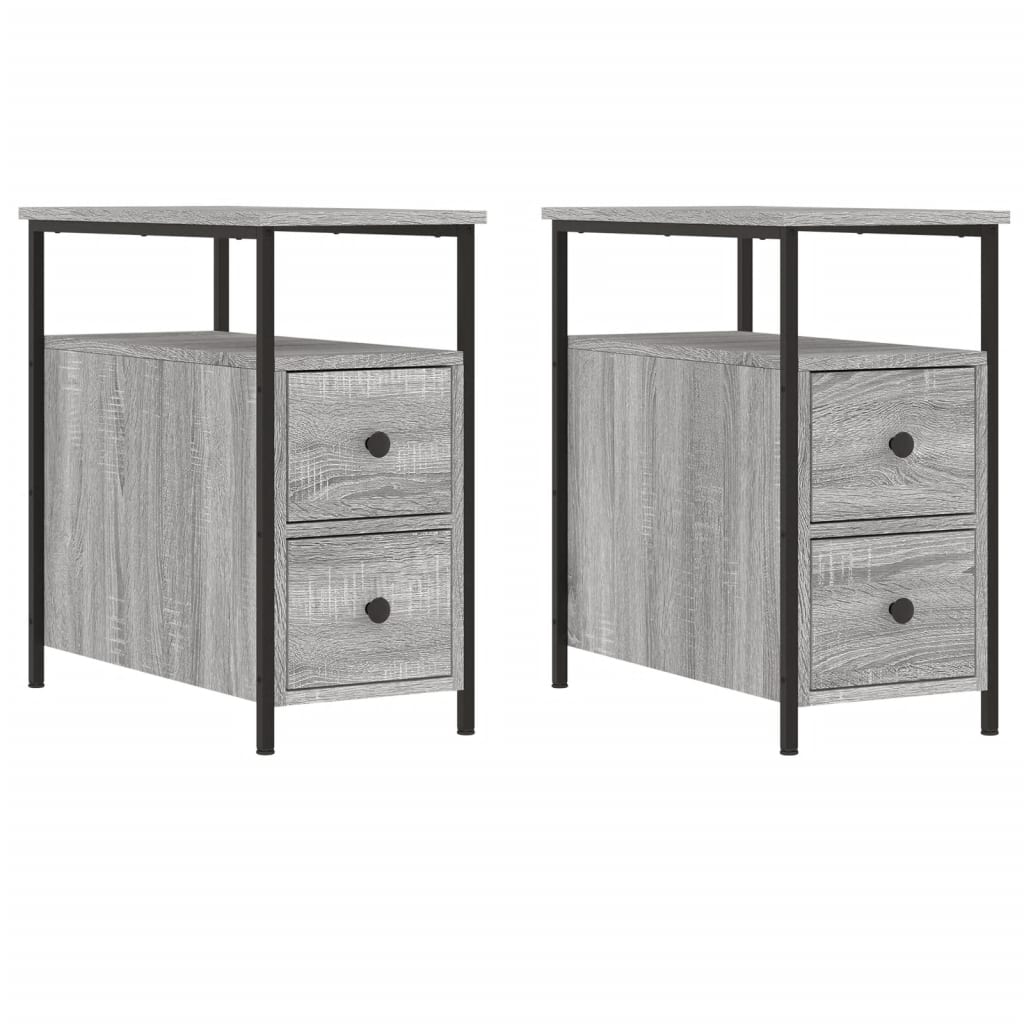 NNEVL Bedside Cabinets 2 pcs Grey Sonoma 30x60x60 cm Engineered Wood-1