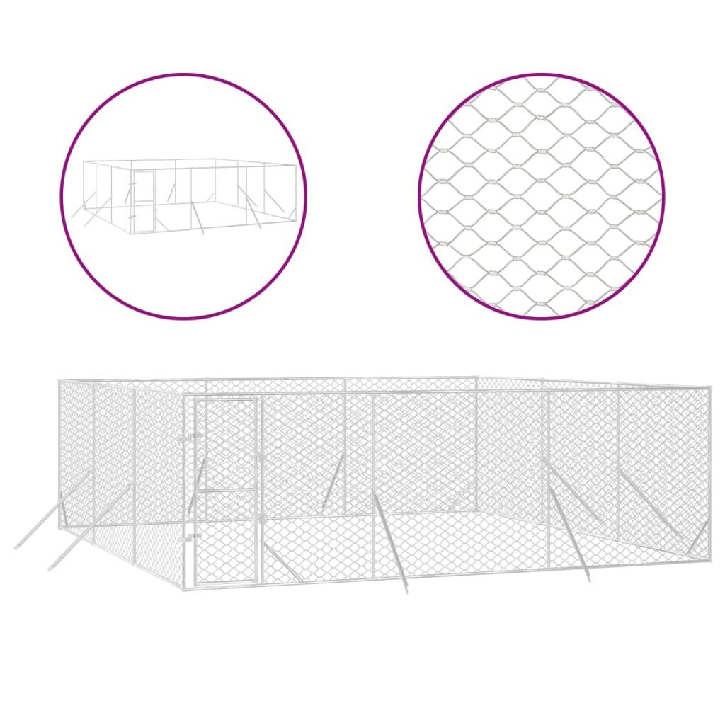 NNEVL Outdoor Dog Kennel Silver 6x6x2 m Galvanised Steel-1