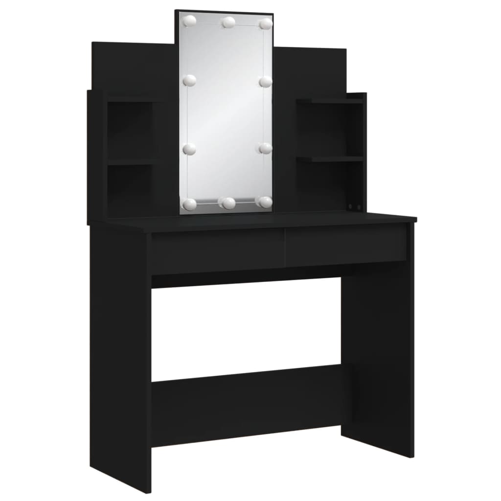 NNEVL Dressing Table with LED Lights Black 96x40x142 cm-2