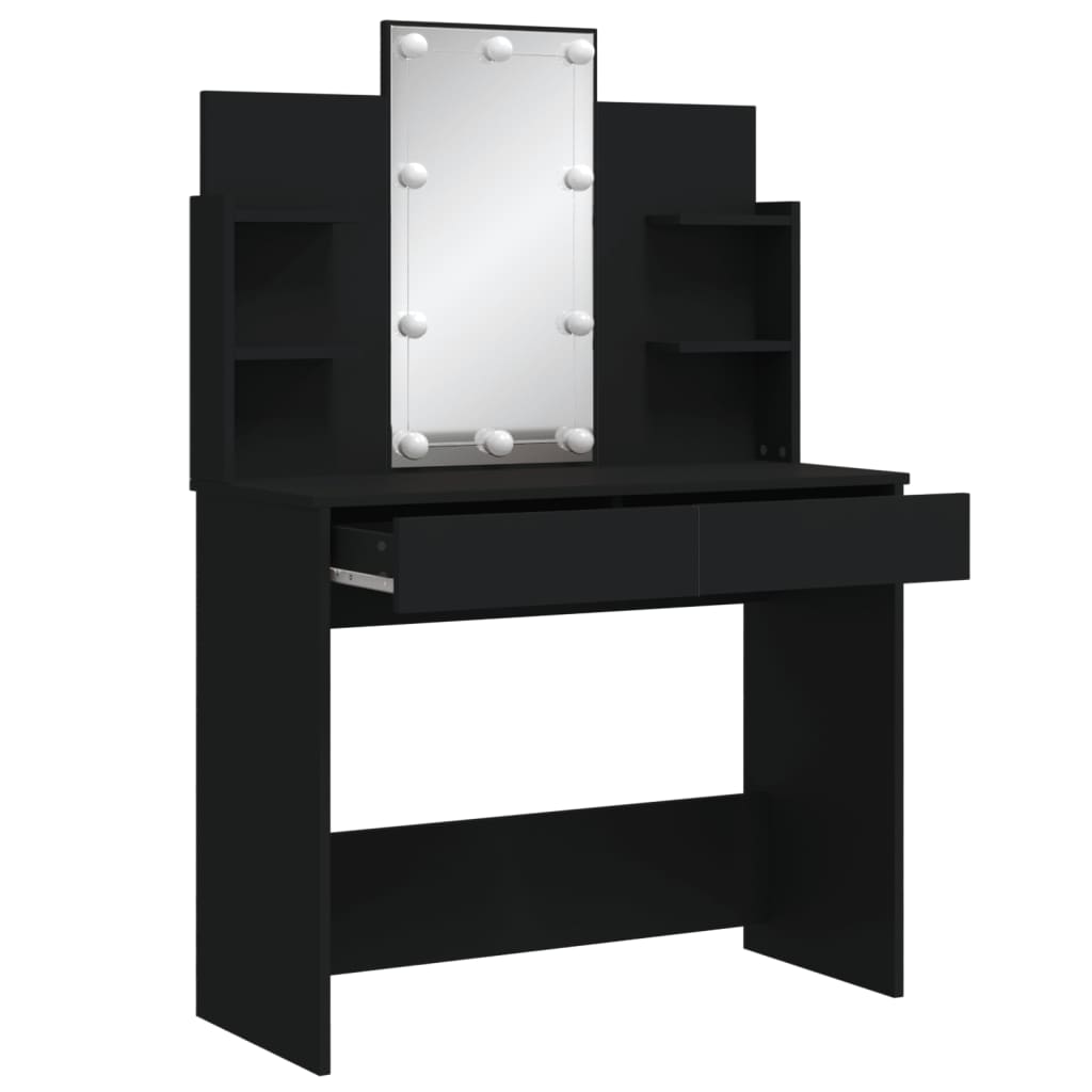 NNEVL Dressing Table with LED Lights Black 96x40x142 cm-3