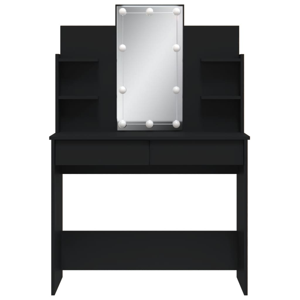 NNEVL Dressing Table with LED Lights Black 96x40x142 cm-4