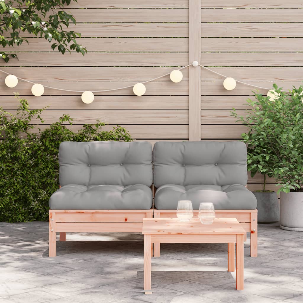 NNEVL Garden Sofa Armless with Cushions 2 pcs Solid Wood Douglas-2