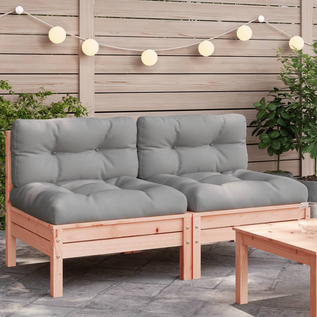 NNEVL Garden Sofa Armless with Cushions 2 pcs Solid Wood Douglas-0