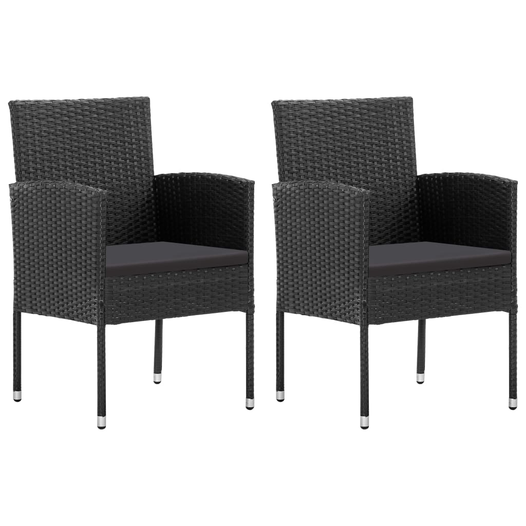 NNEVL 3 Piece Garden Dining Set Black Poly Rattan and Steel-2