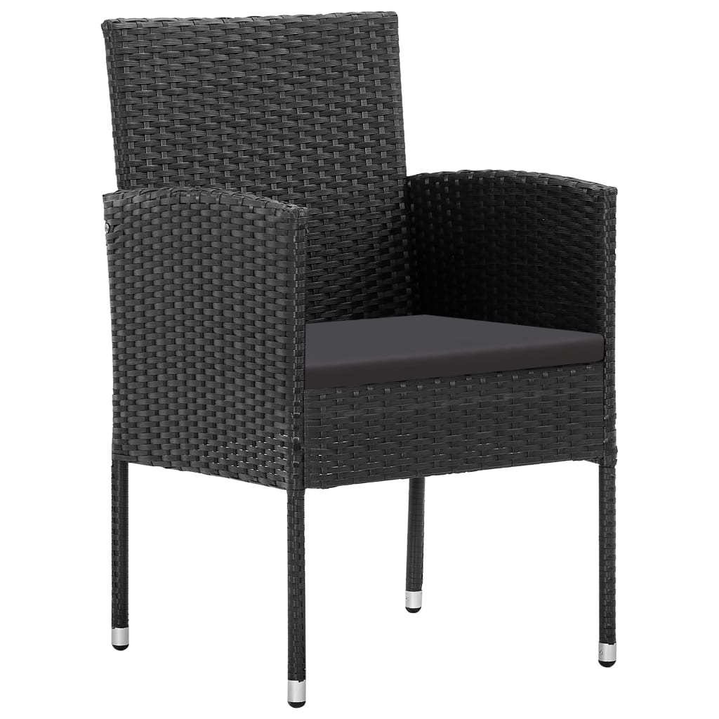 NNEVL 3 Piece Garden Dining Set Black Poly Rattan and Steel-3