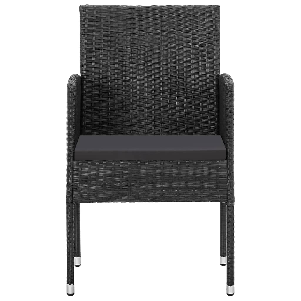 NNEVL 3 Piece Garden Dining Set Black Poly Rattan and Steel-4