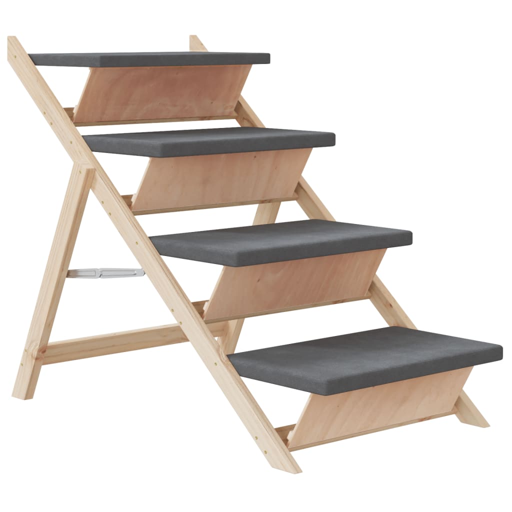 NNEVL Dog Stair Grey 105x47 cm Solid Wood Fir-1