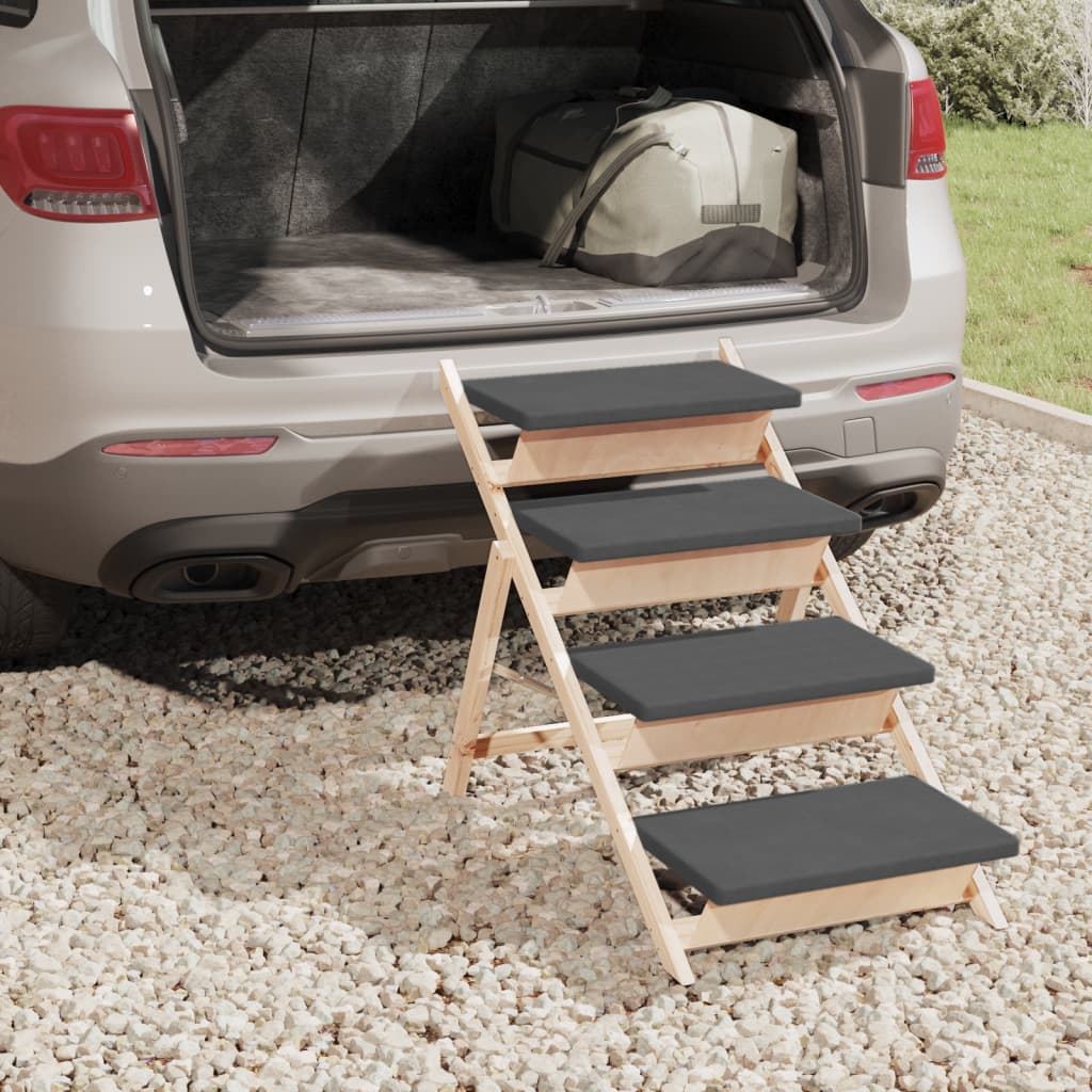 NNEVL Dog Stair Grey 105x47 cm Solid Wood Fir-2