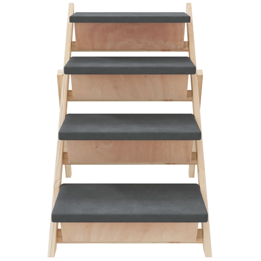NNEVL Dog Stair Grey 105x47 cm Solid Wood Fir-4