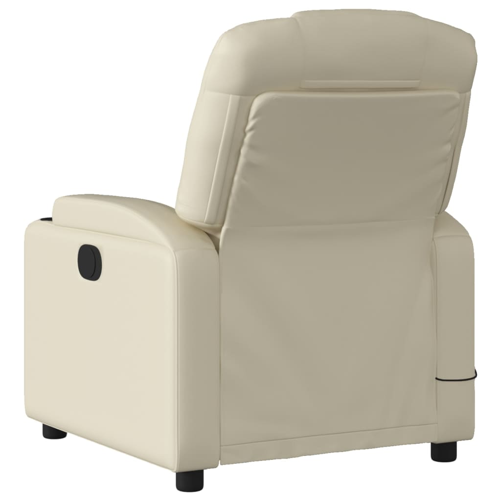 NNEVL Massage Recliner Chair Cream Faux Leather-3