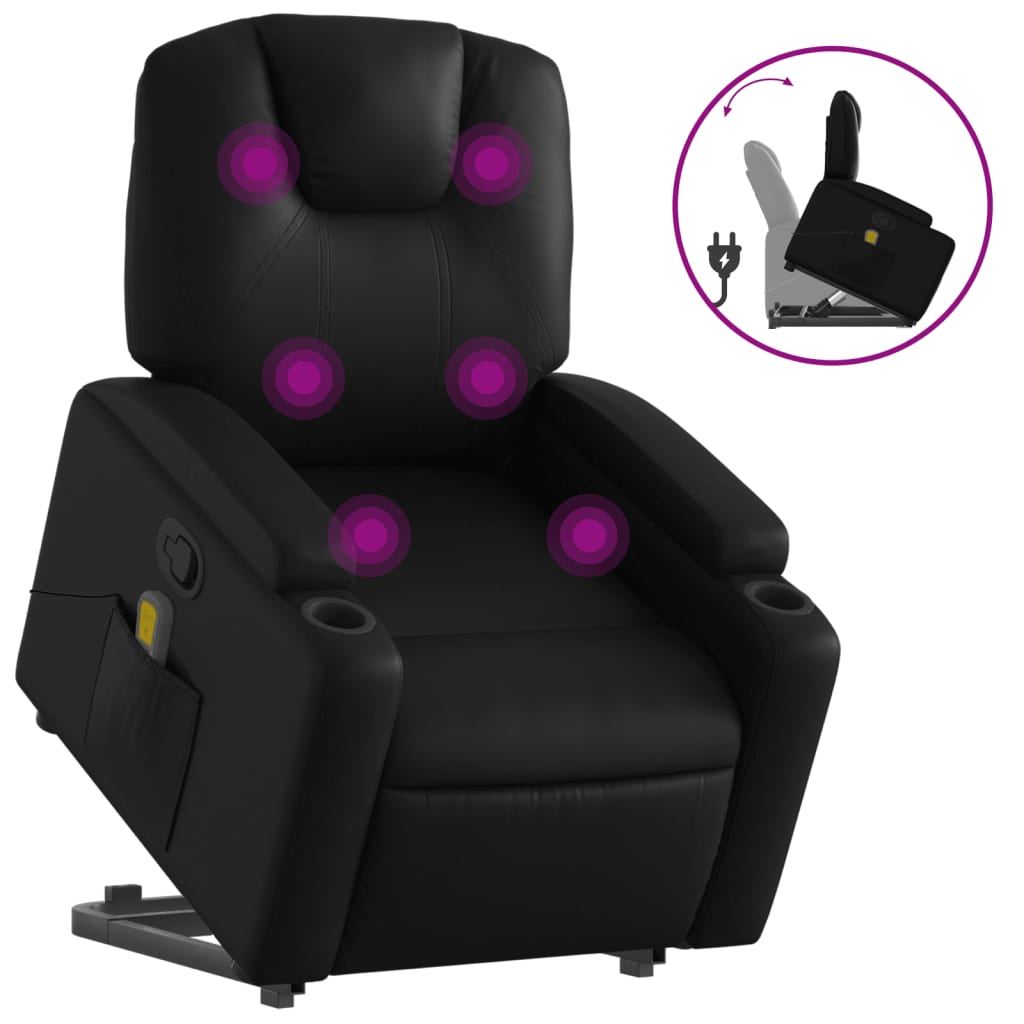 NNEVL Stand up Massage Recliner Chair Black Faux Leather-1