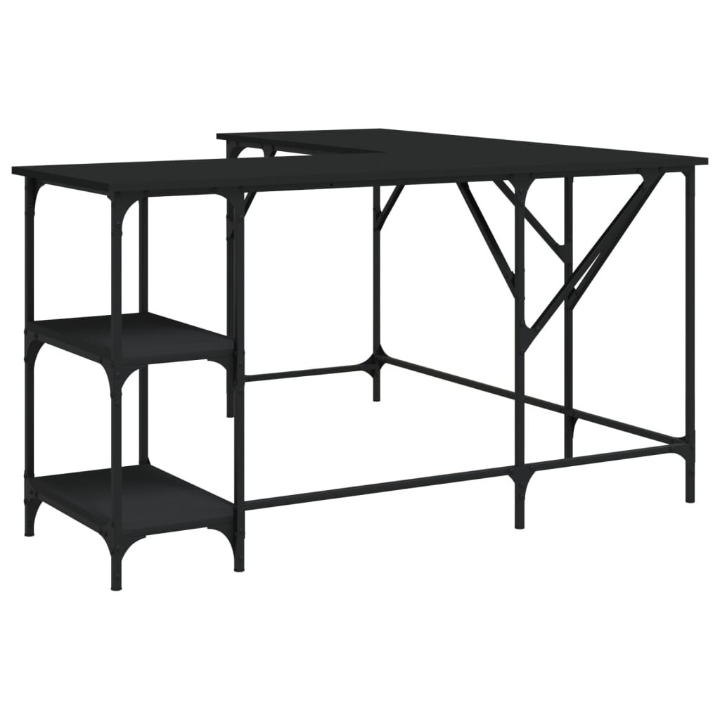 NNEVL Desk Black 139x139x75 cm Engineered Wood-1
