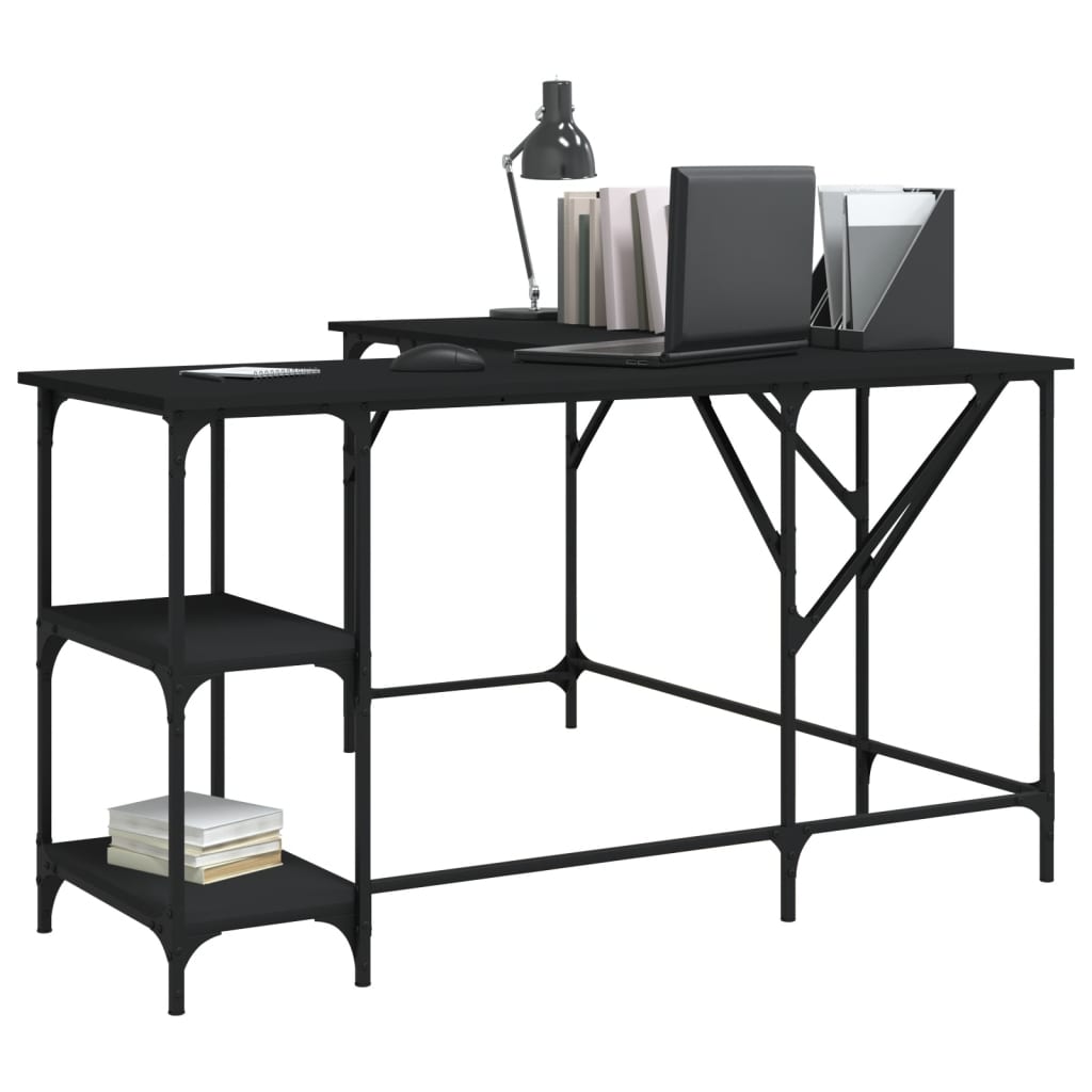 NNEVL Desk Black 139x139x75 cm Engineered Wood-2