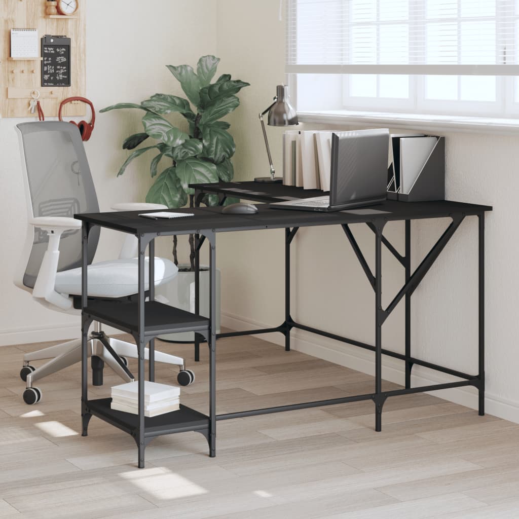 NNEVL Desk Black 139x139x75 cm Engineered Wood-0