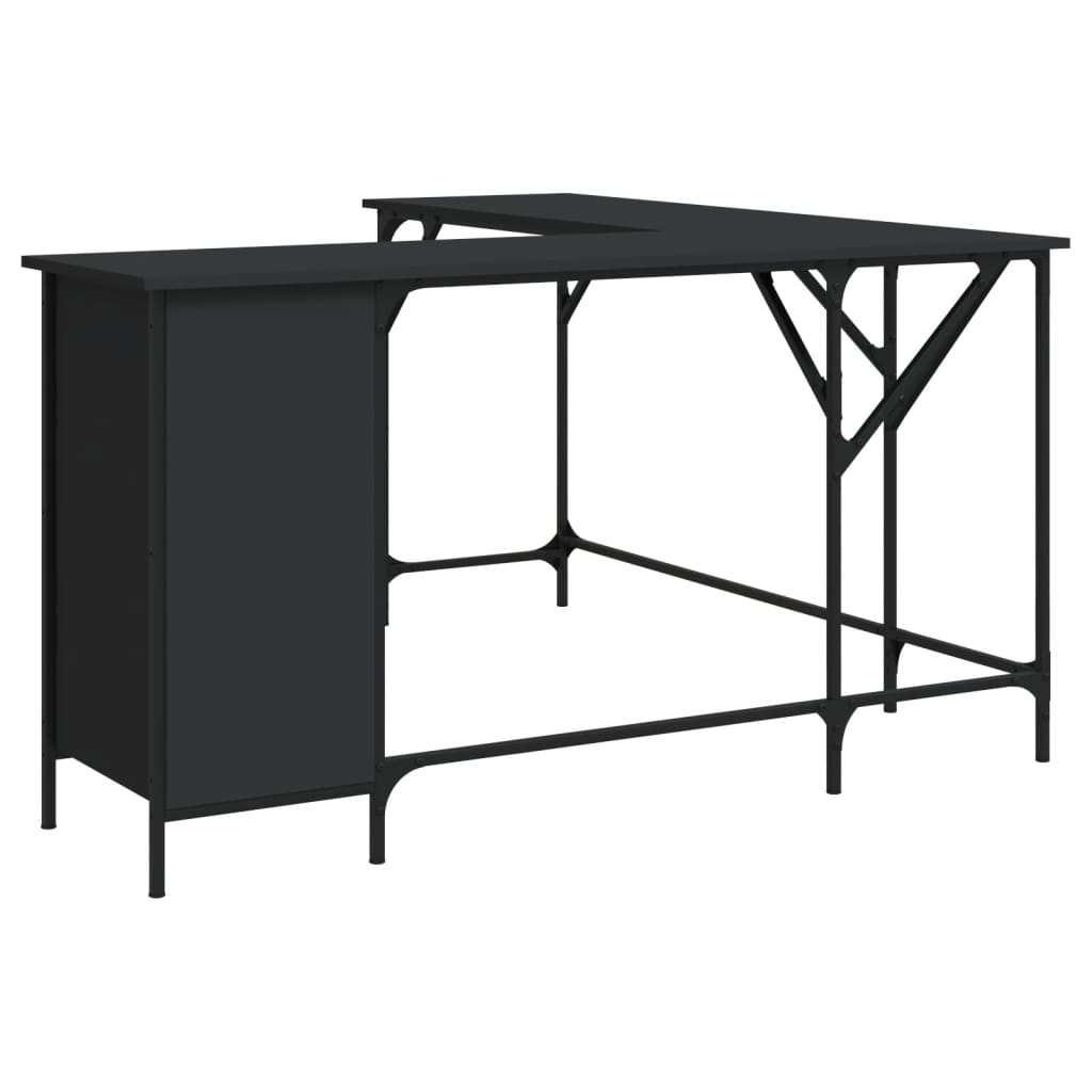 NNEVL Desk Black 141x141x75 cm Engineered Wood-1