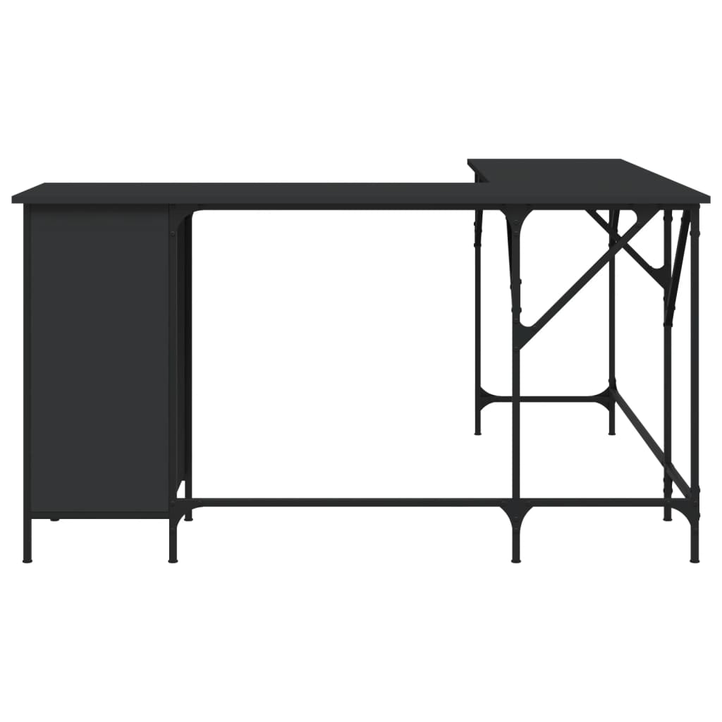 NNEVL Desk Black 141x141x75 cm Engineered Wood-3