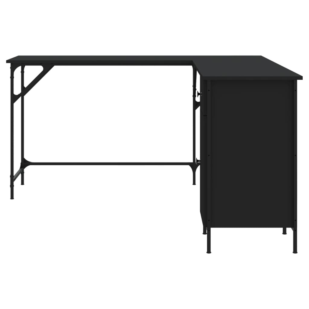 NNEVL Desk Black 141x141x75 cm Engineered Wood-4