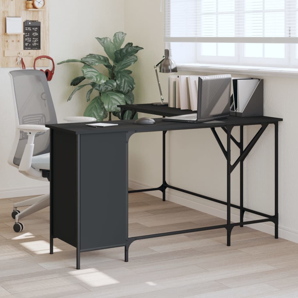 NNEVL Desk Black 141x141x75 cm Engineered Wood-0