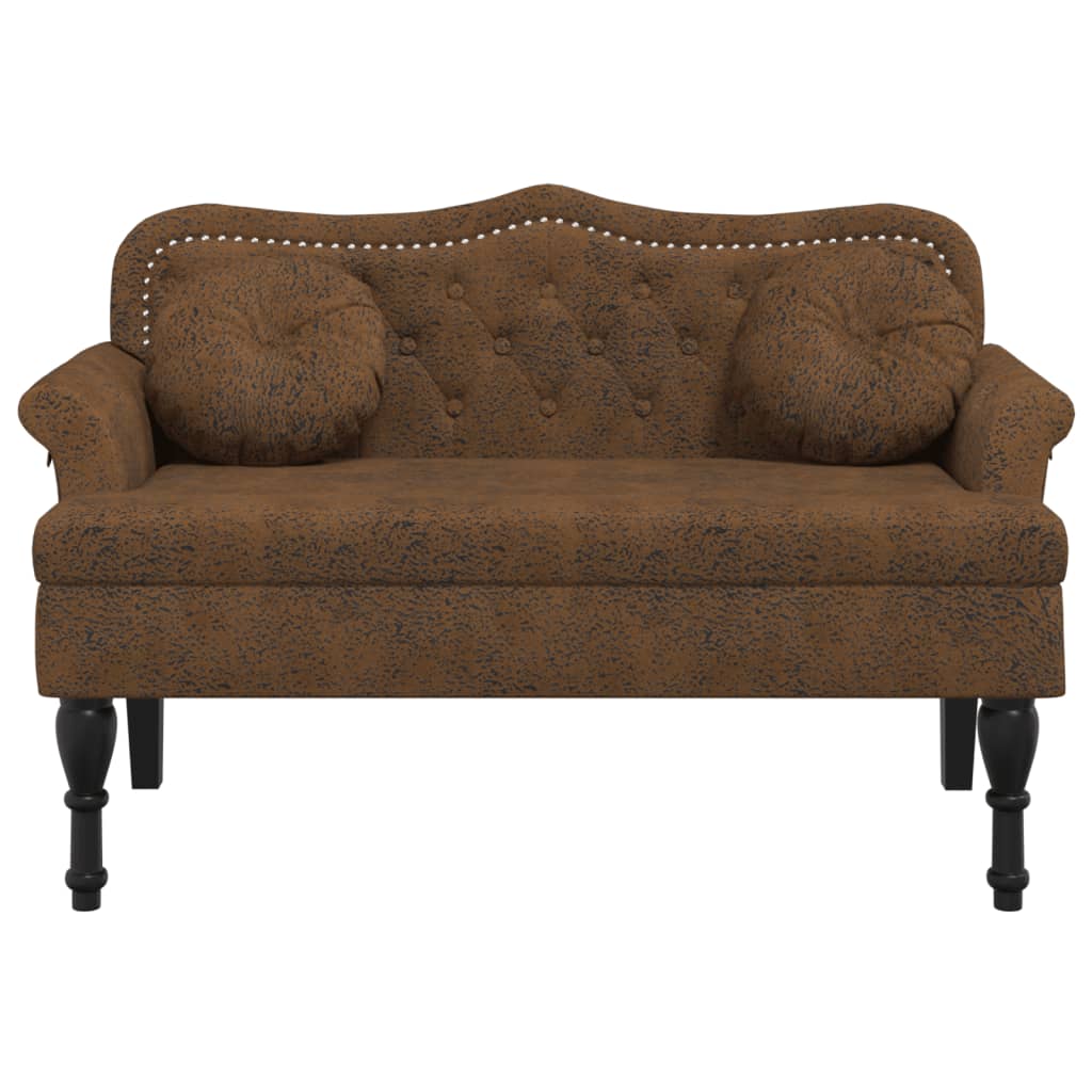 NNEVL Bench with Cushions Brown 120.5x65x75 cm Faux Suede Leather-2