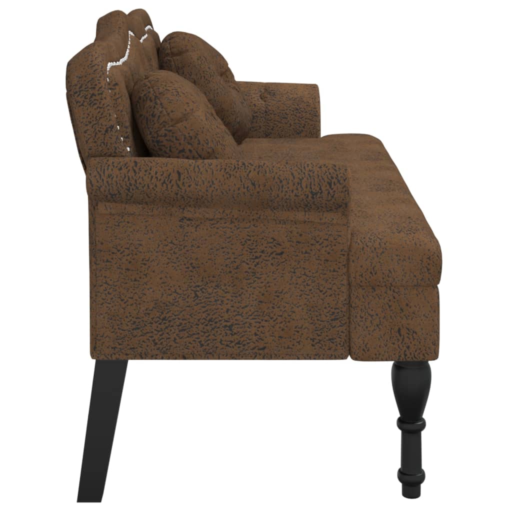 NNEVL Bench with Cushions Brown 120.5x65x75 cm Faux Suede Leather-3