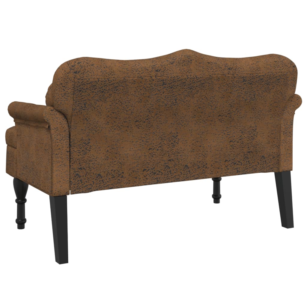 NNEVL Bench with Cushions Brown 120.5x65x75 cm Faux Suede Leather-4