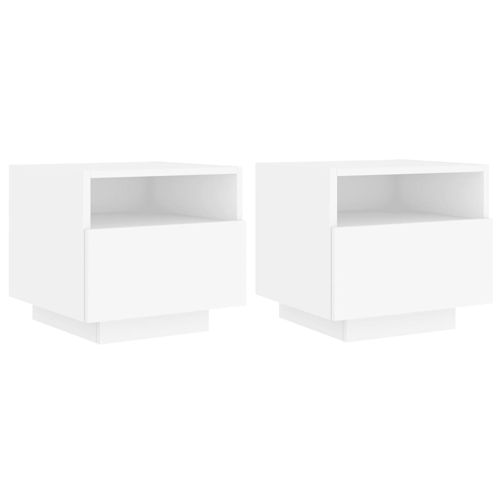 NNEVL Bedside Cabinets with LED Lights 2 pcs White 40x39x37 cm-1