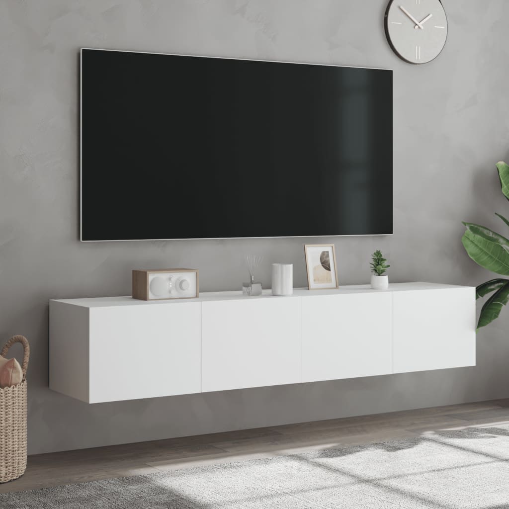 NNEVL TV Wall Cabinets with LED Lights 2 pcs White 80x35x31 cm-3