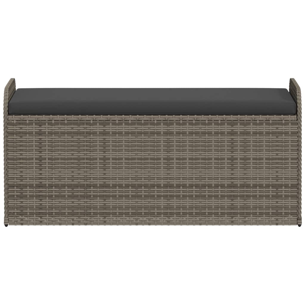 NNEVL Storage Bench with Cushion Grey 115x51x52 cm Poly Rattan-3