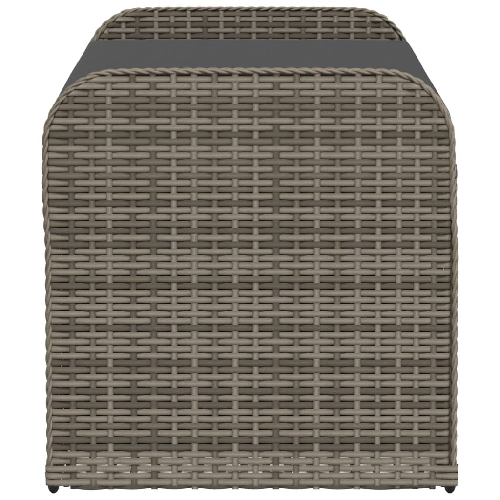 NNEVL Storage Bench with Cushion Grey 115x51x52 cm Poly Rattan-4