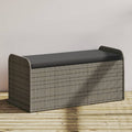 NNEVL Storage Bench with Cushion Grey 115x51x52 cm Poly Rattan-0