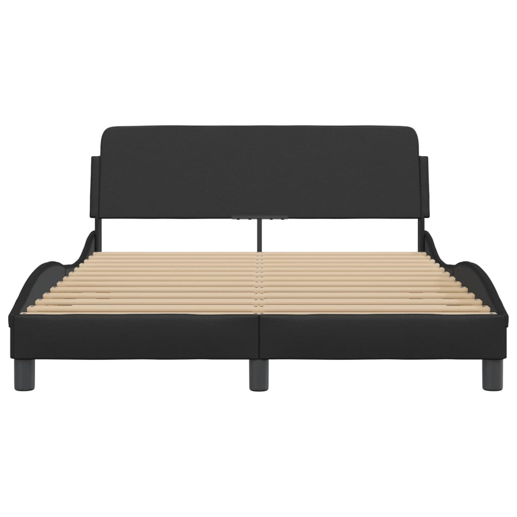 NNEVL Bed Frame "Dover" Black 137x190 cm Double Faux Leather-3